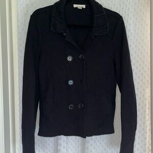 Coldwater Creek black double breasted sweater, with pockets